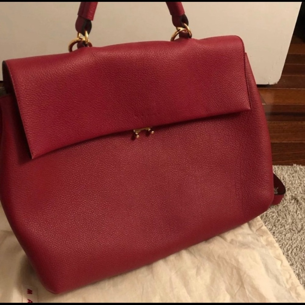 Marni Red Leather Satchel